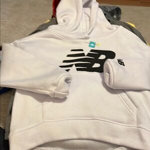 New Balance White and Black Logo Hoodie size 7/8